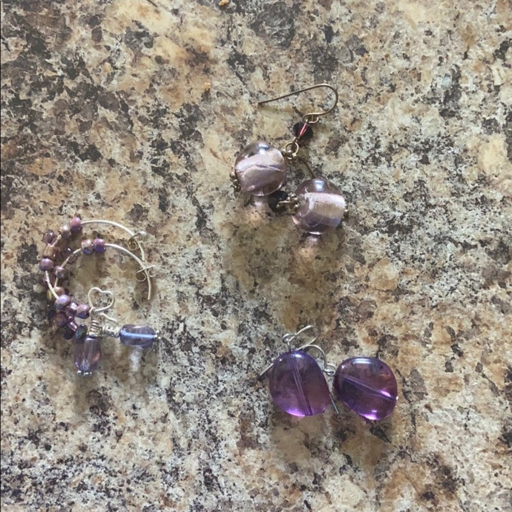 Purple earring lot